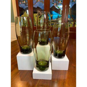Vintage Libbey Perception Olive Green Glass Tumblers